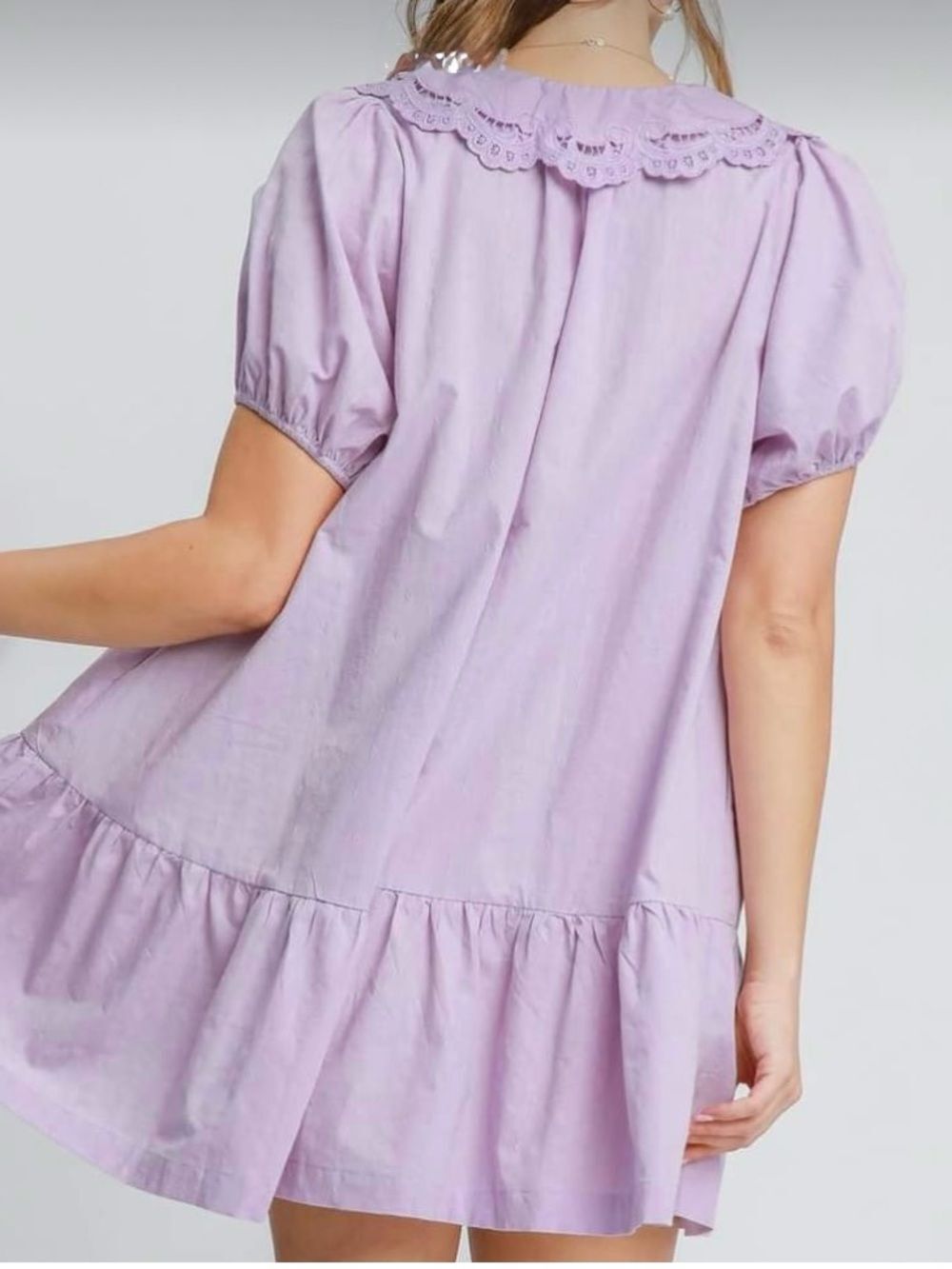 Umgee Lavender Ruffle Tie-Front Mini Dress - Picture 2 of 5